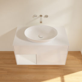 Тумба под раковину Villeroy & Boch Finion 100х50,1 см с подсветкой МДФ глянцевый белый лак/стекло белое матовое GA11GFGF