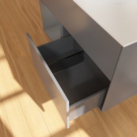 Тумба під раковину Villeroy & Boch Finion 100х50,1 см з підсвічуванням антрацит матовий лак/скло біле матове GA11GKGK