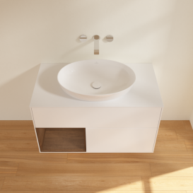 Тумба под раковину Villeroy & Boch Finion 100х50,1 см с подсветкой МДФ белый матовый лак/стекло белое матовое GA11GNMT