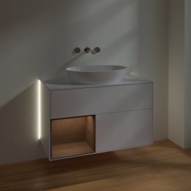 Тумба под раковину Villeroy & Boch Finion 100х50,1 см с подсветкой МДФ белый матовый лак/стекло белое матовое GA11GNMT