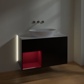 Тумба під раковину Villeroy & Boch Finion 100х50,1 см із підсвічуванням МДФ чорний матовий лак/скло біле матове GA11HBPD