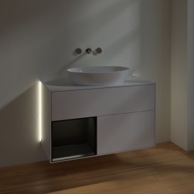 Тумба под раковину Villeroy & Boch Finion 100х50,1 см с подсветкой МДФ глянцевый белый лак/стекло белое матовое GA11PDGF
