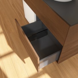 Тумба под раковину Villeroy & Boch Finion 100х50,1 см с подсветкой МДФ шпон грецкого ореха/стекло черное матовое GA12GFGN