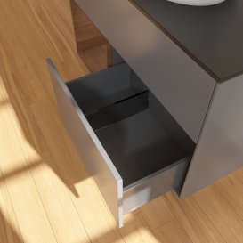 Тумба под раковину Villeroy & Boch Finion 100х50,1 см с подсветкой МДФ антрацит матовый лак/стекло черное матовое GA12GNGK