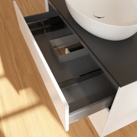 Тумба под раковину Villeroy & Boch Finion 100х50,1 см с подсветкой МДФ белый матовый лак/стекло черное матовое GA12GNMT