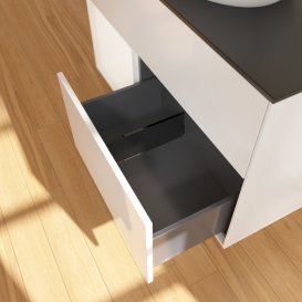 Тумба под раковину Villeroy & Boch Finion 100х50,1 см с подсветкой МДФ глянцевый белый лак/стекло черное матовое GA12MTGF