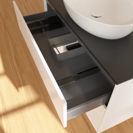 Тумба під раковину Villeroy & Boch Finion 100х50,1 см із підсвічуванням МДФ білий матовий лак/скло чорне матове GA12MTMT