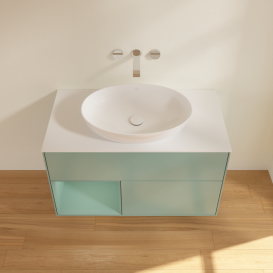 Тумба под раковину Villeroy & Boch Finion 100х50,1 см с подсветкой МДФ оливковый матовый лак/стекло белое матовое GA11GMGM