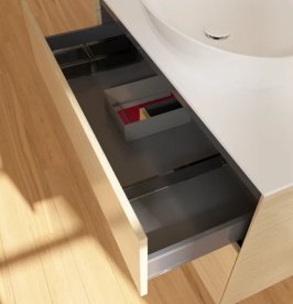 Тумба под раковину Villeroy & Boch Finion 100х50,1 см с подсветкой МДФ шпон дуба/стекло белое матовое GA11HBPC