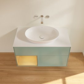 Тумба под раковину Villeroy & Boch Finion 100х50,1 см с подсветкой МДФ оливковый матовый лак/стекло белое матовое GA11HFGM