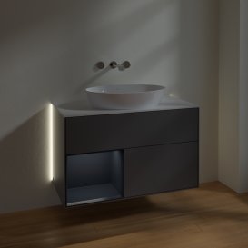 Тумба под раковину Villeroy & Boch Finion 100х50,1 см с подсветкой МДФ антрацит матовый лак/стекло белое матовое GA11HGGK