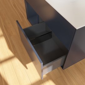 Тумба під раковину Villeroy & Boch Finion 100х50,1 см із підсвічуванням МДФ темно-синій матовий лак/скло біле матове GA11HGHG