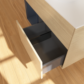 Тумба під раковину Villeroy & Boch Finion 100х50,1 см із підсвічуванням МДФ шпон дуба/скло біле матове GA11HGPC