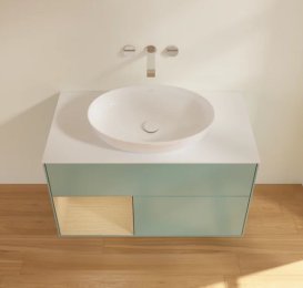 Тумба під раковину Villeroy & Boch Finion 100х50,1 см із підсвічуванням МДФ оливковий матовий лак/скло біле матове GA11PCGM