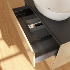 Тумба під раковину Villeroy & Boch Finion 100х50,1 см із підсвічуванням МДФ шпон дуба/скло чорне матове GA12GFPC