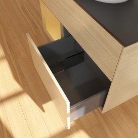 Тумба под раковину Villeroy & Boch Finion 100х50,1 см с подсветкой МДФ шпон дуба/стекло черное матовое GA12HFPC