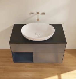 Тумба под раковину Villeroy & Boch Finion 100х50,1 см с подсветкой МДФ антрацит матовый лак/стекло черное матовое GA12HGGK