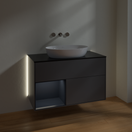 Тумба под раковину Villeroy & Boch Finion 100х50,1 см с подсветкой МДФ антрацит матовый лак/стекло черное матовое GA12HGGK