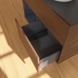 Тумба под раковину Villeroy & Boch Finion 100х50,1 см с подсветкой МДФ шпон грецкого ореха/стекло черное матовое GA12HGGN