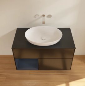 Тумба під раковину Villeroy & Boch Finion 100х50,1 см із підсвічуванням МДФ чорний матовий лак/скло чорне матове GA12HGPD