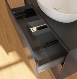 Тумба под раковину Villeroy & Boch Finion 100х50,1 см с подсветкой МДФ темно-синий матовый лак/стекло черное матовое GA12MTHG