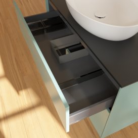 Тумба под раковину Villeroy & Boch Finion 100х50,1 см с подсветкой МДФ оливковый матовый лак/стекло черное матовое GA12PDGM