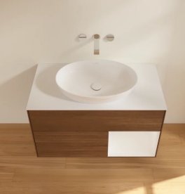 Тумба під раковину Villeroy & Boch Finion 100х50,1 см із підсвічуванням МДФ шпон волоського горіха/скло біле матове FA21GFGN