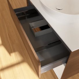 Тумба під раковину Villeroy & Boch Finion 100х50,1 см із підсвічуванням МДФ шпон волоського горіха/скло біле матове FA21GFGN