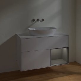 Тумба під раковину Villeroy & Boch Finion 100х50,1 см з підсвіткою МДФ білий глянцевий лак/скло біле матове FA21GKGF