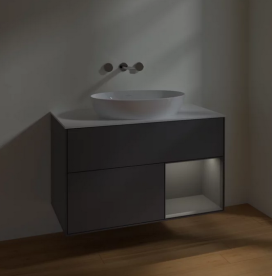 Тумба під раковину Villeroy & Boch Finion 100х50,1 см з підсвічуванням антрацит матовий лак/скло біле матове FA21GKGK