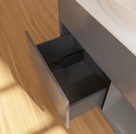 Тумба під раковину Villeroy & Boch Finion 100х50,1 см з підсвічуванням антрацит матовий лак/скло біле матове FA21GKGK