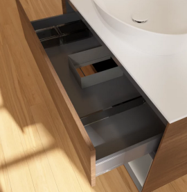 Тумба під раковину Villeroy & Boch Finion 100х50,1 см із підсвічуванням МДФ шпон волоського горіха/скло біле матове FA21GKGN