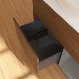 Тумба під раковину Villeroy & Boch Finion 100х50,1 см із підсвічуванням МДФ шпон волоського горіха/скло біле матове FA21GKGN