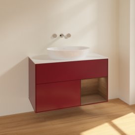 Тумба под раковину Villeroy & Boch Finion 100х50,1 см с подсветкой МДФ пион матовый лак/стекло белое матовое FA21GNHB