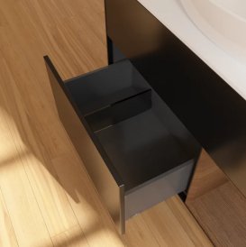 Тумба під раковину Villeroy & Boch Finion 100х50,1 см із підсвічуванням МДФ чорний матовий лак/скло біле матове FA21GNPD