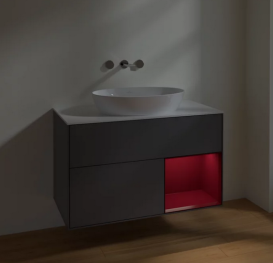 Тумба під раковину Villeroy & Boch Finion 100х50,1 см з підсвічуванням антрацит матовий лак/скло біле матове FA21HBGK