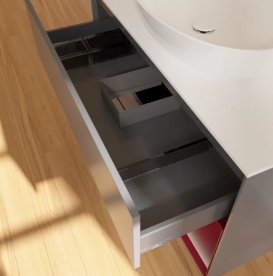 Тумба під раковину Villeroy & Boch Finion 100х50,1 см з підсвічуванням антрацит матовий лак/скло біле матове FA21HBGK