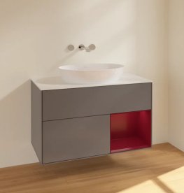 Тумба під раковину Villeroy & Boch Finion 100х50,1 см з підсвічуванням антрацит матовий лак/скло біле матове FA21HBGK