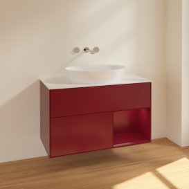 Тумба під раковину Villeroy & Boch Finion 100х50,1 см з підсвічуванням МДФ півонія матовий лак/скло біле матове FA21HBHB