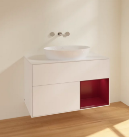 Тумба під раковину Villeroy & Boch Finion 100х50,1 см із підсвічуванням МДФ білий матовий лак/скло біле матове FA21HBMT