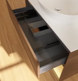 Тумба під раковину Villeroy & Boch Finion 100х50,1 см із підсвічуванням МДФ шпон волоського горіха/скло біле матове FA21HFGN