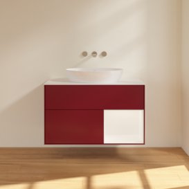 Тумба під раковину Villeroy & Boch Finion 100х50,1 см з підсвічуванням МДФ півонія матовий лак/скло біле матове FA21MTHB