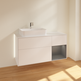 Тумба под раковину Villeroy & Boch Finion 120х50,1 см с подсветкой МДФ белый матовый лак/стекло белое матовое G151GKMT