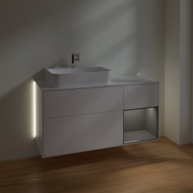 Тумба под раковину Villeroy & Boch Finion 120х50,1 см с подсветкой МДФ белый матовый лак/стекло белое матовое G151GKMT