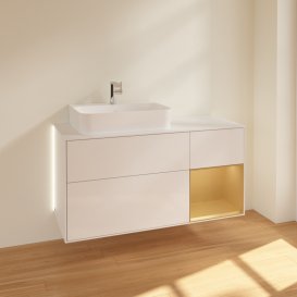 Тумба под раковину Villeroy & Boch Finion 120х50,1 см с подсветкой МДФ глянцевый белый лак/стекло белое матовое G151HFGF