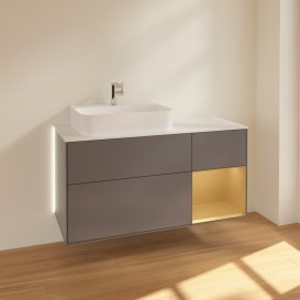 Тумба под раковину Villeroy & Boch Finion 120х50,1 см с подсветкой МДФ антрацит матовый лак/стекло белое матовое G151HFGK