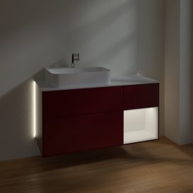 Тумба під раковину Villeroy & Boch Finion 120х50,1 см із підсвічуванням МДФ півонія матовий лак/скло біле матове G151MTHB