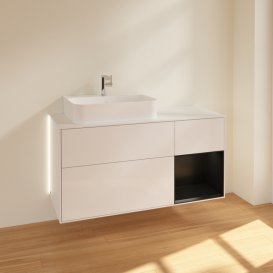 Тумба під раковину Villeroy & Boch Finion 120х50,1 см із підсвічуванням МДФ білий глянцевий лак/скло біле матове G151PDGF