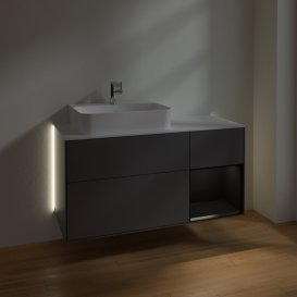 Тумба під раковину Villeroy & Boch Finion 120х50,1 см із підсвічуванням МДФ антрацит матовий лак/скло біле матове G151PDGK