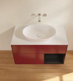 Тумба під раковину Villeroy & Boch Finion 100х50,1 см з підсвічуванням МДФ півонія матовий лак/скло біле матове FA21PDHB